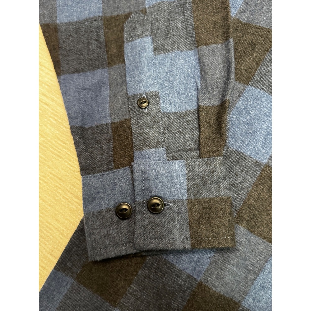 Weatherproof Vintage Mens Blue Black Buffalo Plaid Flannel Shirt Medium M - Picture 2 of 10